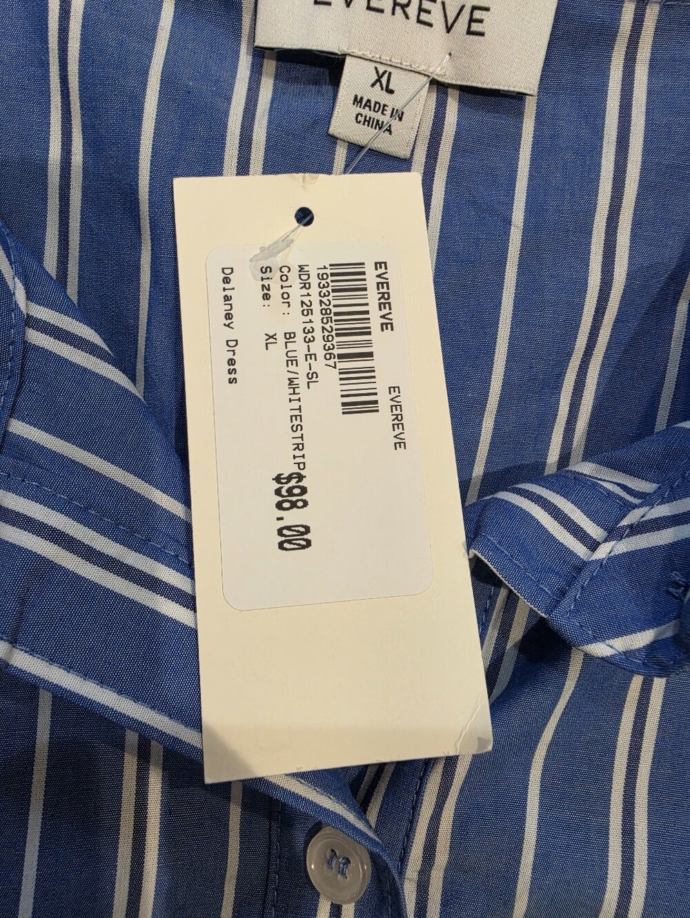 Evereve Delaney Blue White Stripe Button Front Shirt Dress XL NWT - Picture 5 of 5